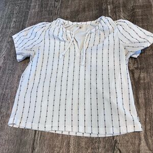 Madewell White and Black Striped Blouse